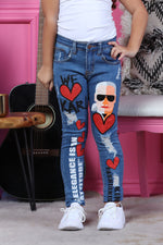 Karl Hearts Denim Girls Jeans