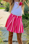 Stripe Pleats Girls Tennis Skirt