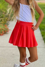 Solid Pleated Girls Tennis Skirt