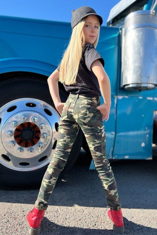 Casual Cargo Camouflage with 6 Pockets Girls Pants