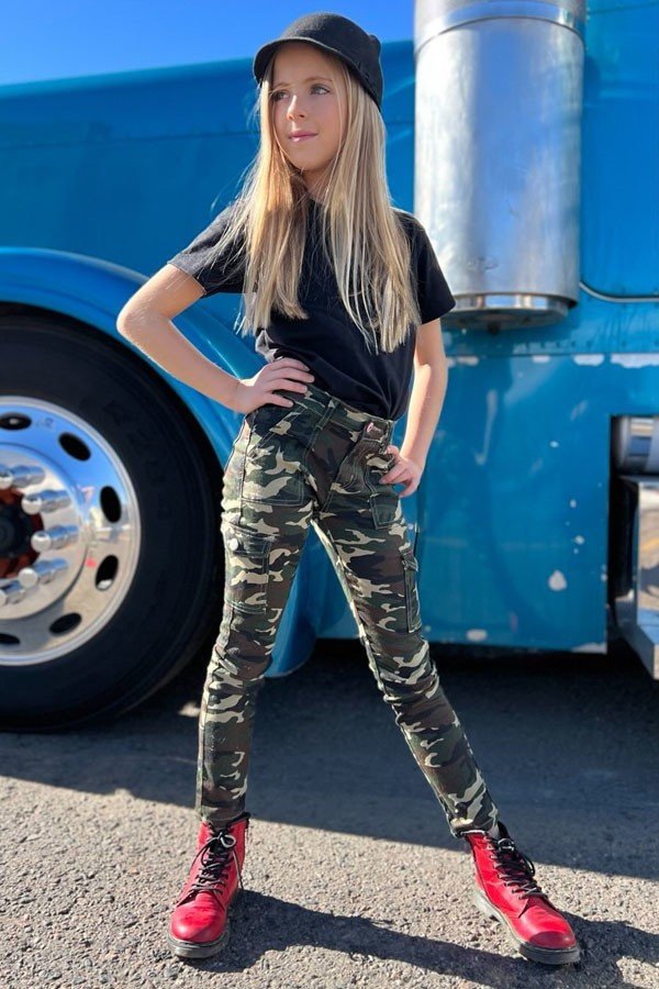Casual Cargo Camouflage with 6 Pockets Girls Pants
